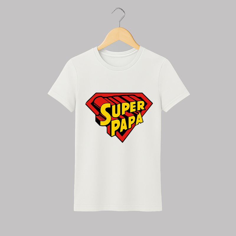 Super Papa Adult T-Shirt | Personalized Adult T-Shirt for the Super Dad - WHITE - S (Chest 19")