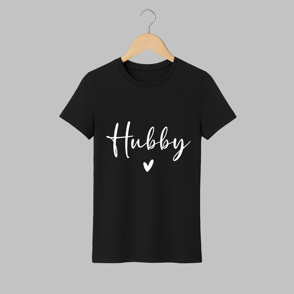 Hubby Adult T-Shirt | Custom Family Adult T-Shirt for the Best Husband - BLACK - S (Chest 19")