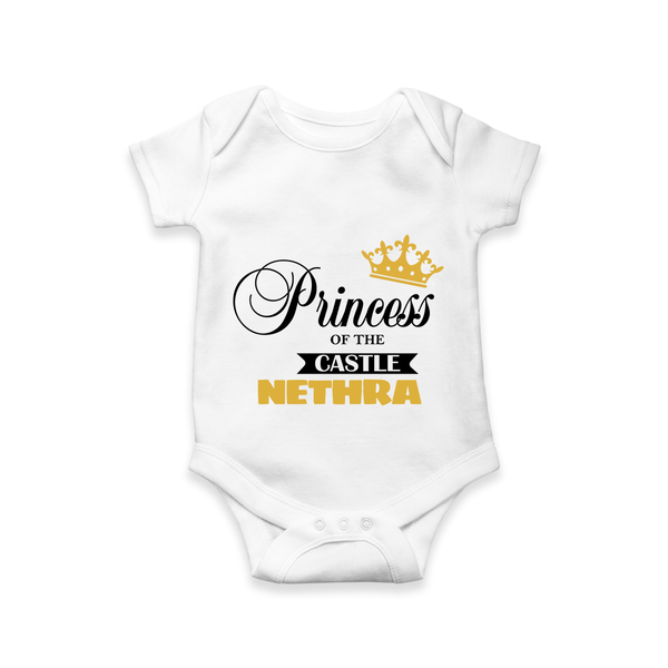 Princess of the Castle Romper / Onesie | Personalized Kids Romper / Onesie for Boys - WHITE - New Born (Chest 14")
