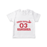 Cheer Captain 03 T-shirt | Personalized Kids T-shirt for Girls - WHITE - 0-5 Months Old (Chest 17")
