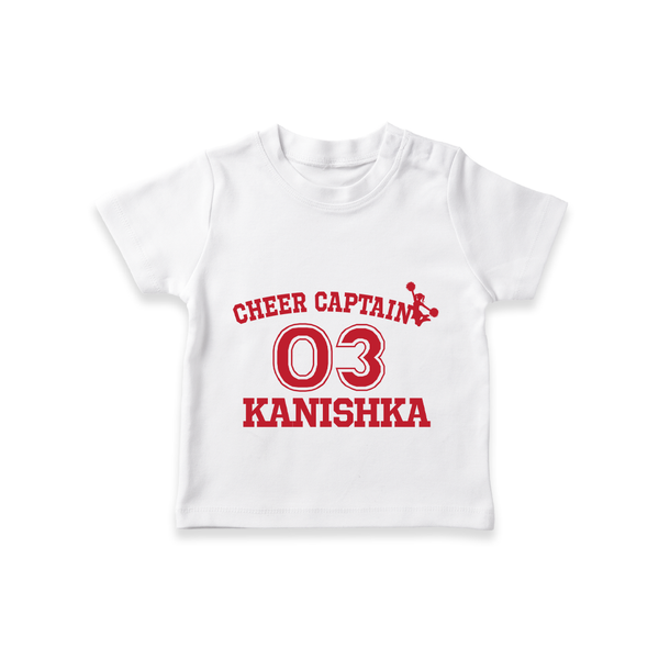 Cheer Captain 03 T-shirt | Personalized Kids T-shirt for Girls - WHITE - 0-5 Months Old (Chest 17")