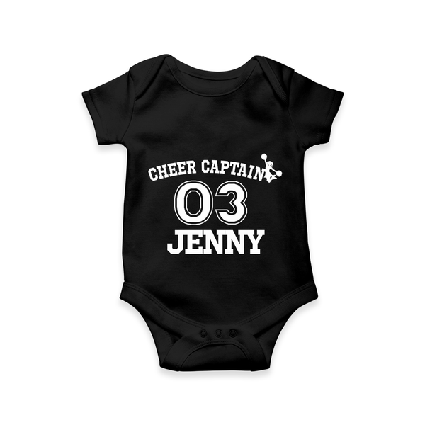 Cheer Captain 03 Romper / Onesie | Personalized Kids Romper / Onesie for Girls - BLACK - New Born (Chest 14")