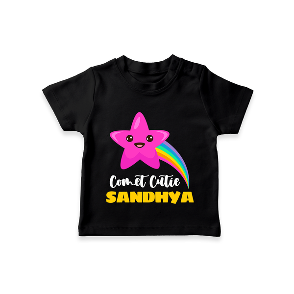 Comet Cutie T-shirt | Custom Kids T-shirt for Girls - BLACK - 0-5 Months Old (Chest 17")