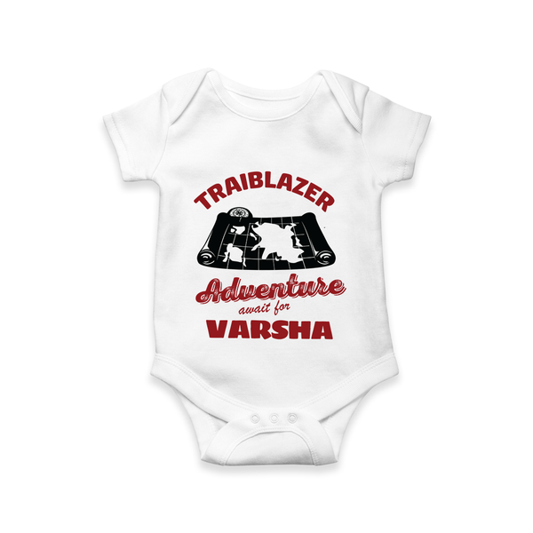 Trailblazer Adventure Awaits For Romper / Onesie | Personalized Kids Romper / Onesie for Adventurous Girls - WHITE - New Born (Chest 14")