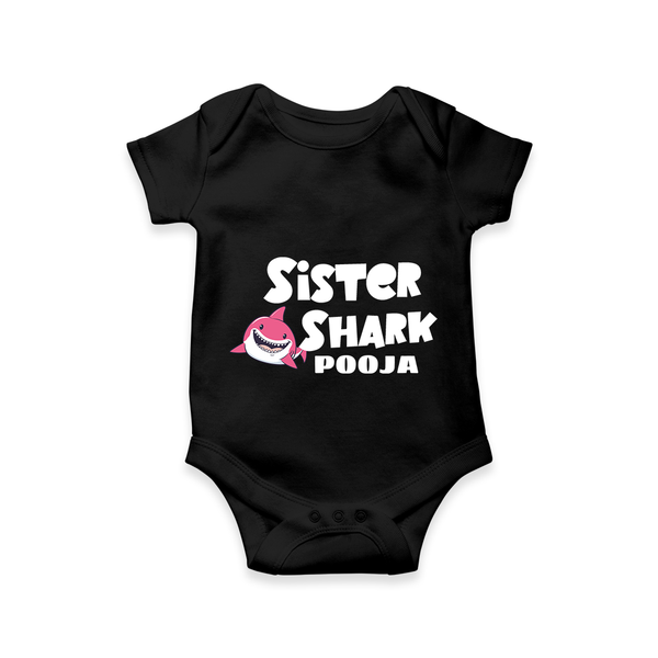 Sister Shark Romper / Onesie | Personalized Romper / Onesie for Girls - BLACK - New Born (Chest 14")