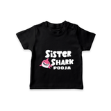 Sister Shark T-shirt | Personalized T-shirt for Girls - BLACK - 0-5 Months Old (Chest 17")