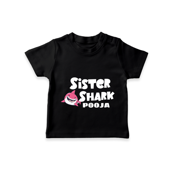 Sister Shark T-shirt | Personalized T-shirt for Girls - BLACK - 0-5 Months Old (Chest 17")