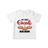 My First Diwali T-shirt | Personalized Kids T-shirt for Festive Celebration - WHITE - 0-5 Months Old (Chest 17")