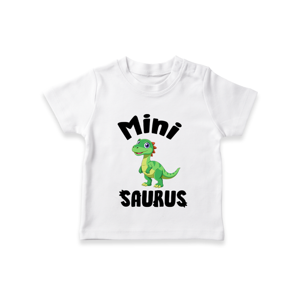 Mini Saurus T-shirt | Personalized Kids T-shirt for Fun and Playful Little Ones - WHITE - 0-5 Months Old (Chest 17")
