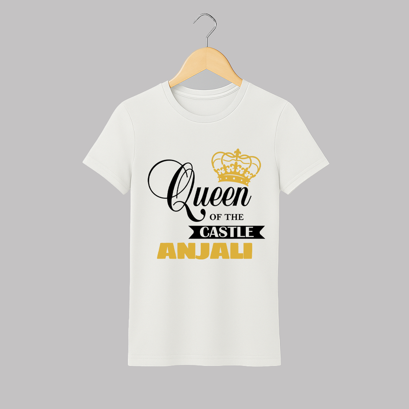 Queen of the Castle T-shirt | Personalized Adult T-shirt for Mom - WHITE - S (Chest 19")