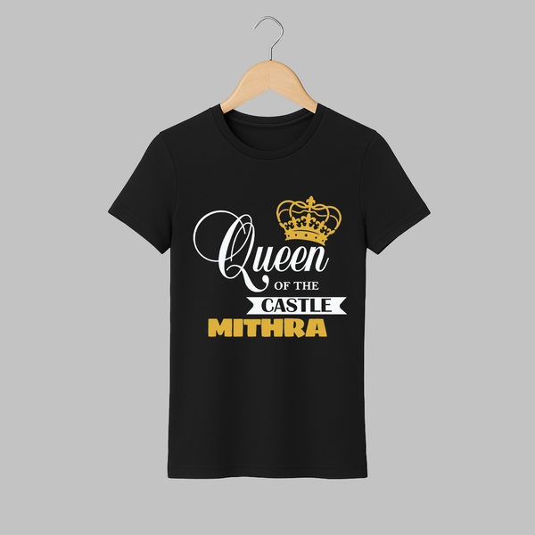 Queen of the Castle T-shirt | Personalized Adult T-shirt for Mom - BLACK - S (Chest 19")