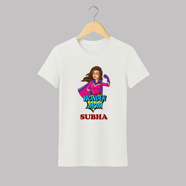Wonder Mom T-shirt | Personalized Adult T-shirt for Super Mom - WHITE - S (Chest 19")