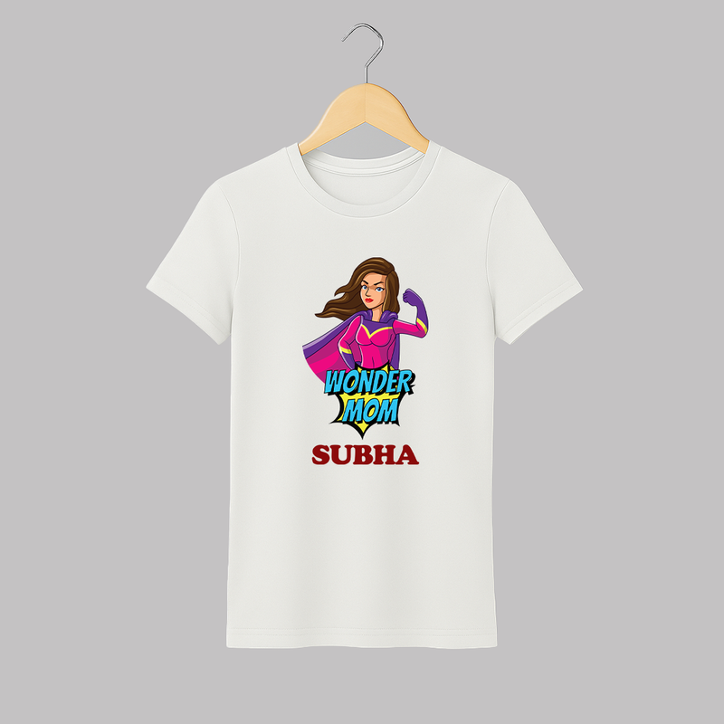 Wonder Mom T-shirt | Personalized Adult T-shirt for Super Mom - WHITE - S (Chest 19")