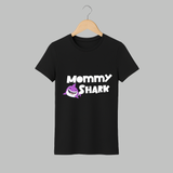Mommy Shark T-shirt | Custom Adult T-shirt for Fun Loving Mom - BLACK - S (Chest 19")