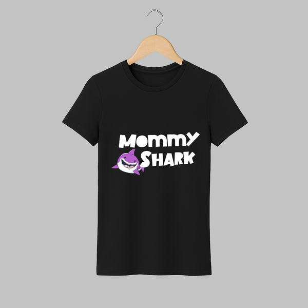 Mommy Shark T-shirt | Custom Adult T-shirt for Fun Loving Mom - BLACK - S (Chest 19")