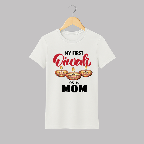 My First Diwali as a Mom T-shirt | Personalized Adult T-shirt for New Mom - WHITE - S (Chest 19")