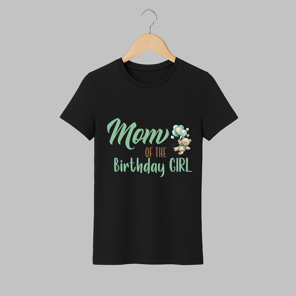 Mom of the Birthday Girl T-shirt | Custom Adult T-shirt for Mom - BLACK - S (Chest 19")