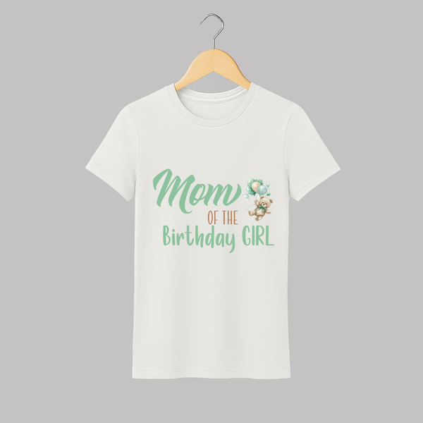 Mom of the Birthday Girl T-shirt | Custom Adult T-shirt for Mom - WHITE - S (Chest 19")