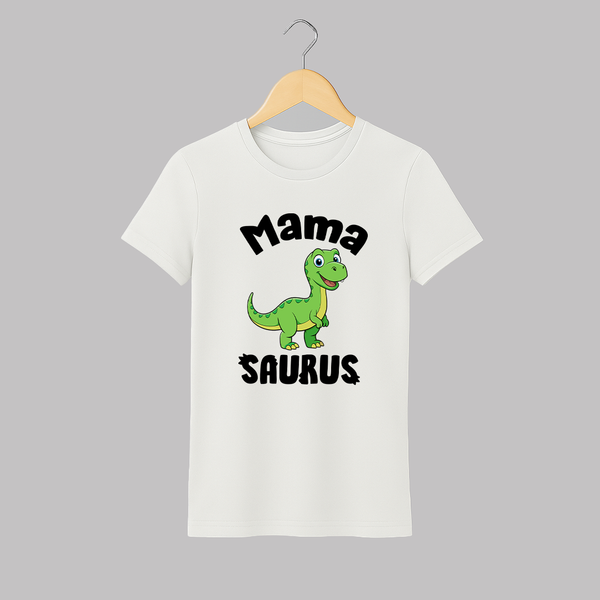 MamaSaurus T-shirt | Personalized Adult T-shirt for Fun Loving Mom - WHITE - S (Chest 19")