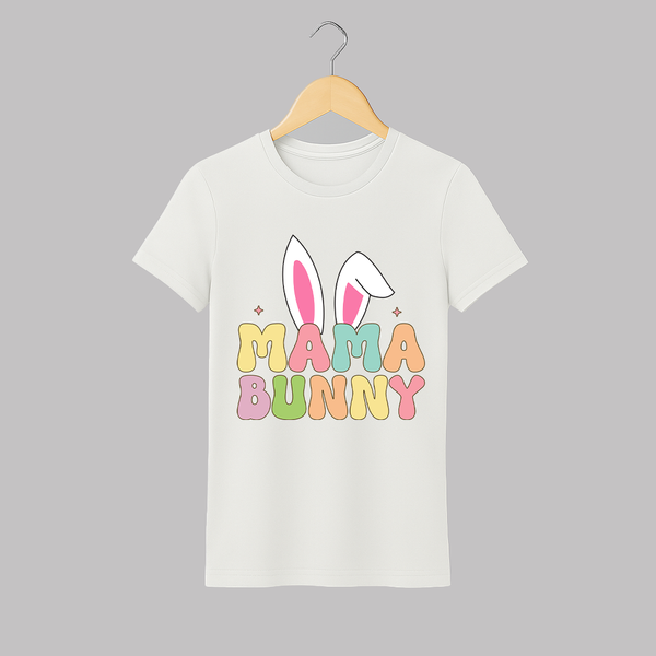 Mama Bunny T-shirt | Custom Adult T-shirt for Mom - WHITE - S (Chest 19")