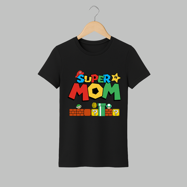 Super Mom T-shirt | Personalized T-shirt for the Best Mom Ever - BLACK - S (Chest 19")