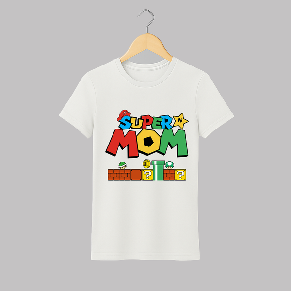 Super Mom T-shirt | Personalized T-shirt for the Best Mom Ever - WHITE - S (Chest 19")