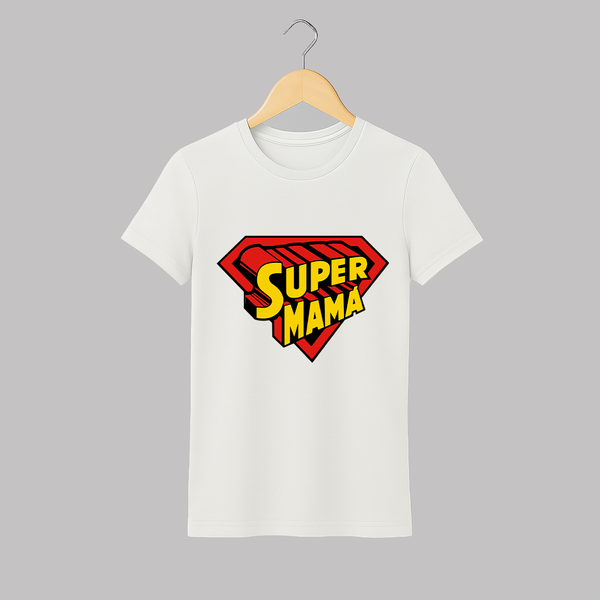 Super Mama T-shirt | Personalized T-shirt for the Super Mom - WHITE - S (Chest 19")
