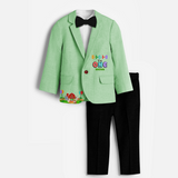 First Year Farm Themed Customized Knitted Blazer With Name For Kids - MINT GREEN - 1 Year Old (Blazer - Chest 23"/Pant Length 17"/Pant Waist 21")