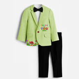 Second Year Farm Themed Customized Knitted Blazer With Name For Kids - PASTEL GREEN - 1 Year Old (Blazer - Chest 23"/Pant Length 17"/Pant Waist 21")