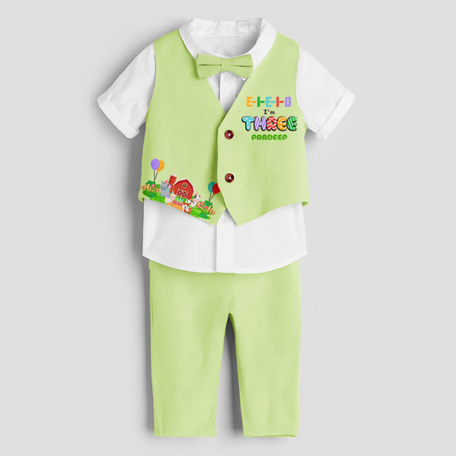 Third Year Farm Themed Customized Waist Coat With Name For Kids