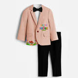 Seventh Year Farm Themed Customized Knitted Blazer With Name For Kids - PEACH - 1 Year Old (Blazer - Chest 23"/Pant Length 17"/Pant Waist 21")