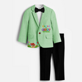 Eighth Year Farm Themed Customized Knitted Blazer With Name For Kids - MINT GREEN - 1 Year Old (Blazer - Chest 23"/Pant Length 17"/Pant Waist 21")