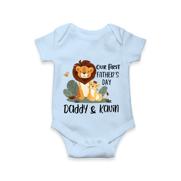 Dad and Baby Romper/Onesie | Celebrate Our First Father's Day in Style - BABY BLUE - New Born (Chest 14")
