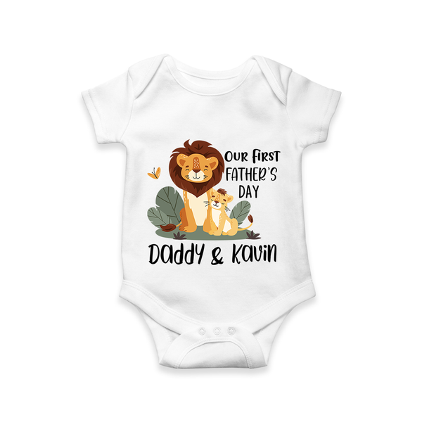 Dad and Baby Romper/Onesie | Celebrate Our First Father's Day in Style - WHITE - New Born (Chest 14")