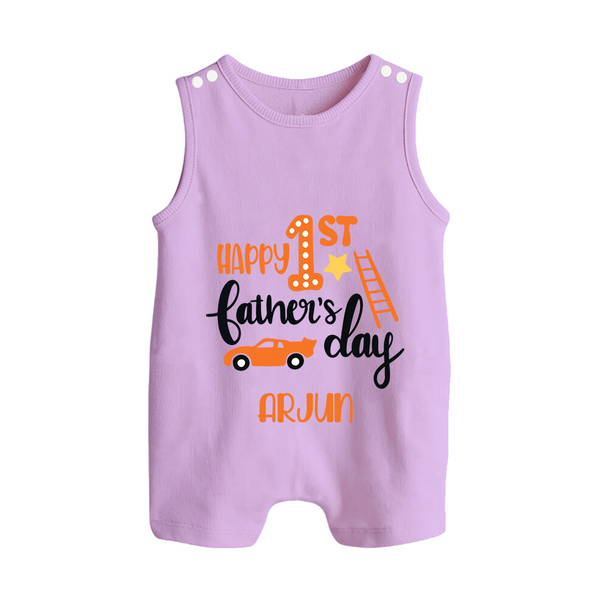 Happy First Father's Day Romper Suit/Sleeveless Romper for Baby | Custom Print Soft Cotton Babywear - LILAC - 0 - 5 Months Old (Chest 18")