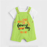 Happy First Father's Day Dungaree Set for Baby | Custom Print Soft Cotton Babywear - GREEN - 0 - 5 Months Old (Chest 18")