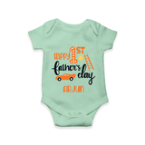 Happy First Father's Day Romper/Bodysuit for Baby | Custom Print Soft Cotton Babywear - MINT GREEN - New Born (Chest 14")