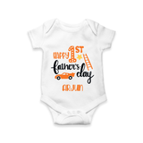 Happy First Father's Day Romper/Bodysuit for Baby | Custom Print Soft Cotton Babywear - WHITE - New Born (Chest 14")