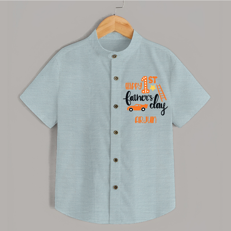 Happy First Father's Day Shirt for Baby | Custom Print Soft Cotton Babywear - ARCTIC BLUE - 0 - 6 Months Old (Chest 23")
