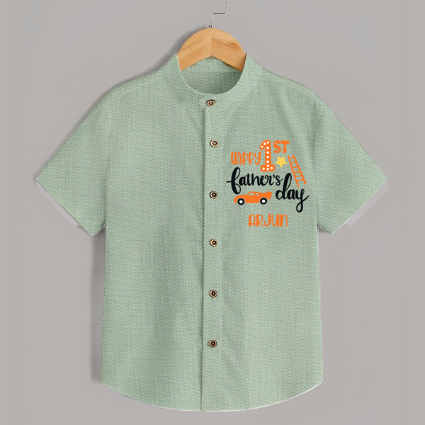 Happy First Father's Day Shirt for Baby | Custom Print Soft Cotton Babywear - MINT GREEN - 0 - 6 Months Old (Chest 23")