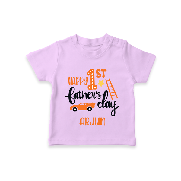 Happy First Father's Day T-Shirt for Baby | Custom Print Soft Cotton Babywear - LILAC - 0-5 Months Old (Chest 17")
