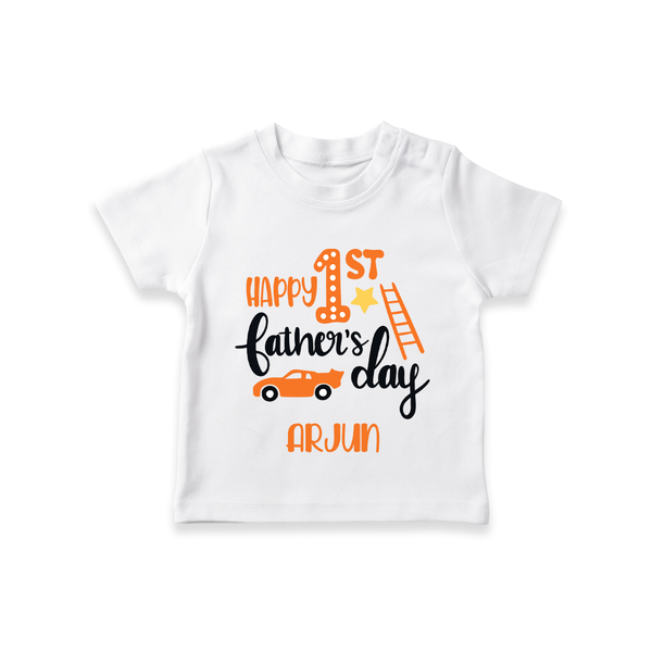 Happy First Father's Day T-Shirt for Baby | Custom Print Soft Cotton Babywear - WHITE - 0-5 Months Old (Chest 17")