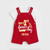 Happy First Father's Day Dungaree Set for Baby | Custom Print Soft Cotton Babywear - RED - 0 - 5 Months Old (Chest 18")