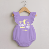 Happy First Father's Day Romper Frock for Baby | Custom Print Soft Cotton Babywear - LILAC - 0 - 3 Months Old (Chest 19")