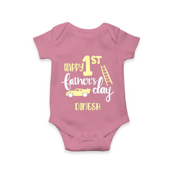 Happy First Father's Day Romper/Bodysuit for Baby | Custom Print Soft Cotton Babywear - ONION - New Born (Chest 14")