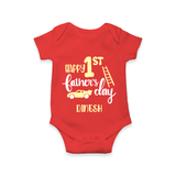 Happy First Father's Day Romper/Bodysuit for Baby | Custom Print Soft Cotton Babywear - RED - New Born (Chest 14")