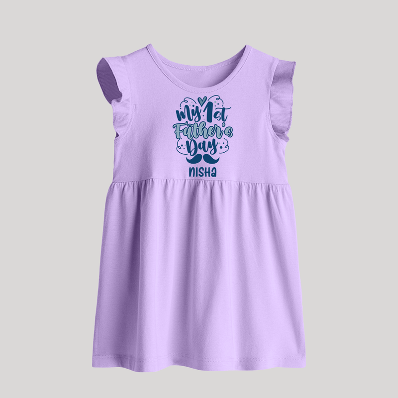 Daddy's First Father's Day Baby Frock | Personalized Outfit for Newborns - LILAC - 0 - 3 Months Old (Chest 17")