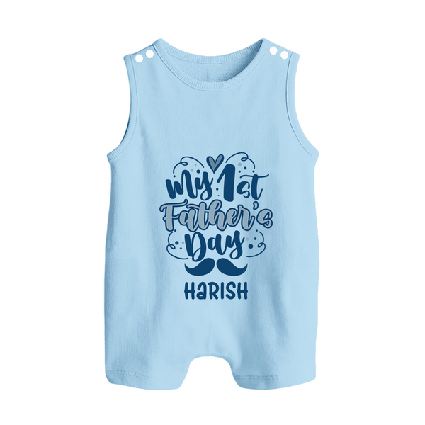 Daddy's First Father's Day Romper Suit/Sleeveless Romper | Personalized Outfit for Newborns - BABY BLUE - 0 - 5 Months Old (Chest 18")