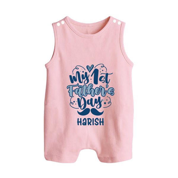 Daddy's First Father's Day Romper Suit/Sleeveless Romper | Personalized Outfit for Newborns - BABY PINK - 0 - 5 Months Old (Chest 18")