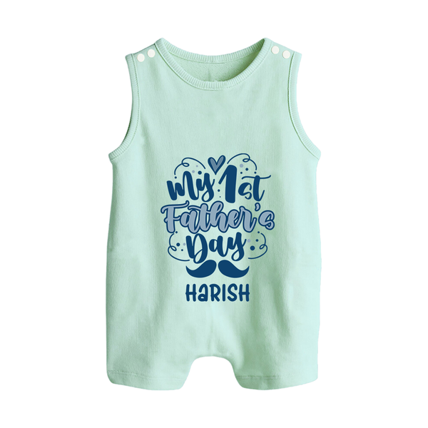 Daddy's First Father's Day Romper Suit/Sleeveless Romper | Personalized Outfit for Newborns - MINT GREEN - 0 - 5 Months Old (Chest 18")